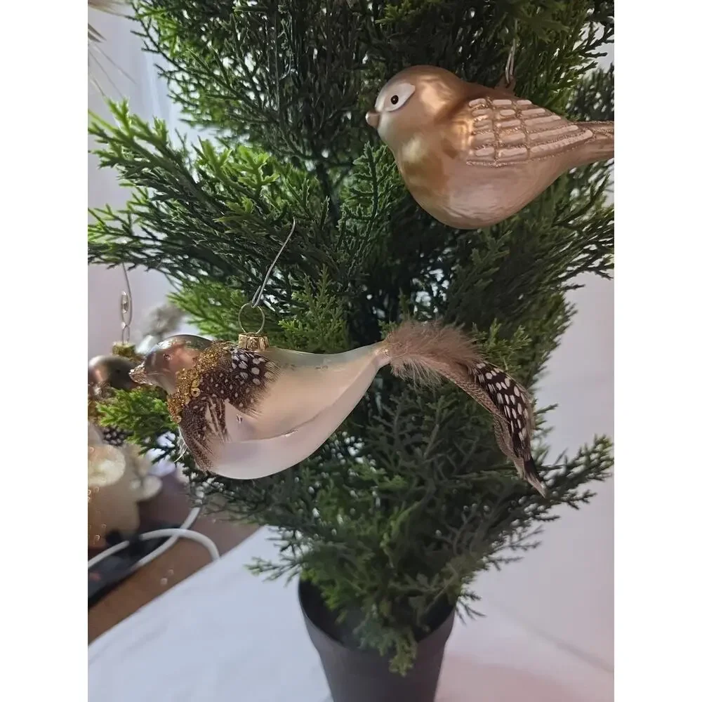 4 Bird Ornaments With Long Feathers 6